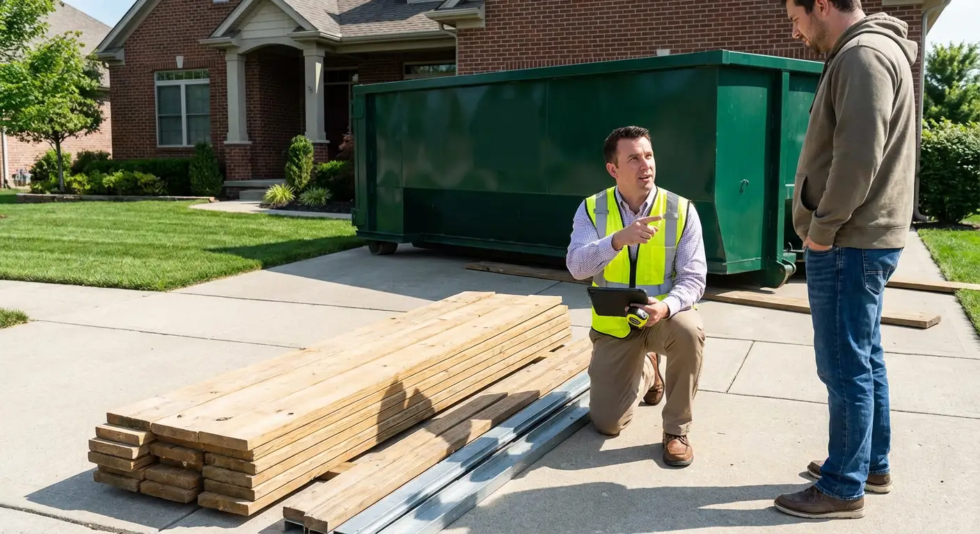 Dumpster rental delivery truck in Belton